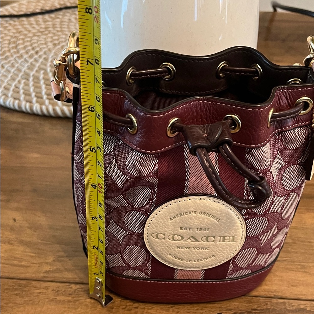 Coach Burgundy and Cream Mini Bag - Picture 10 of 16
